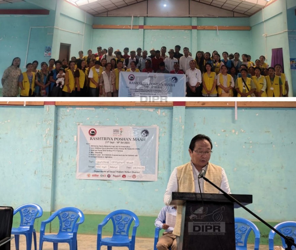 DC Melur, Mhathung Tsanglao addressing the launching programme of Poshan Maah 2025 held at Meluri Village Council Hall on September 18. (DIPR Photo)